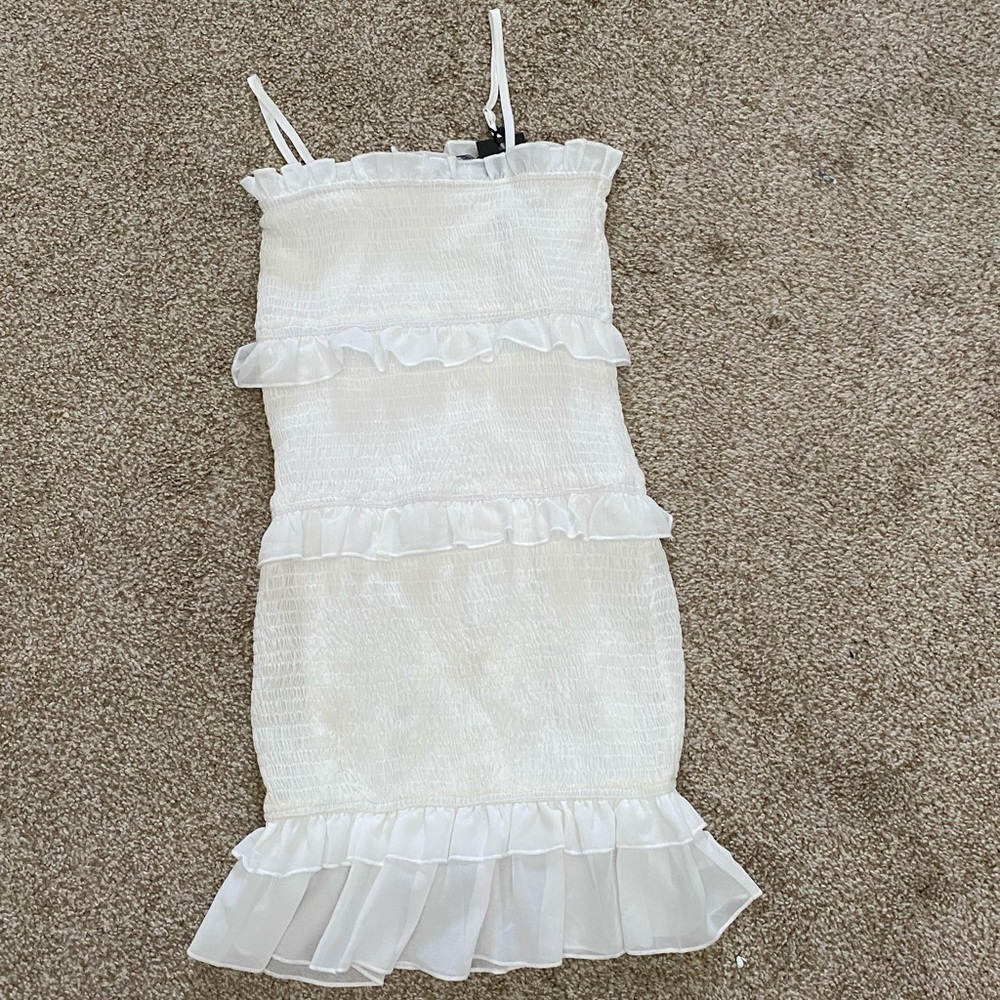 Nasty gal white ruffle dress!